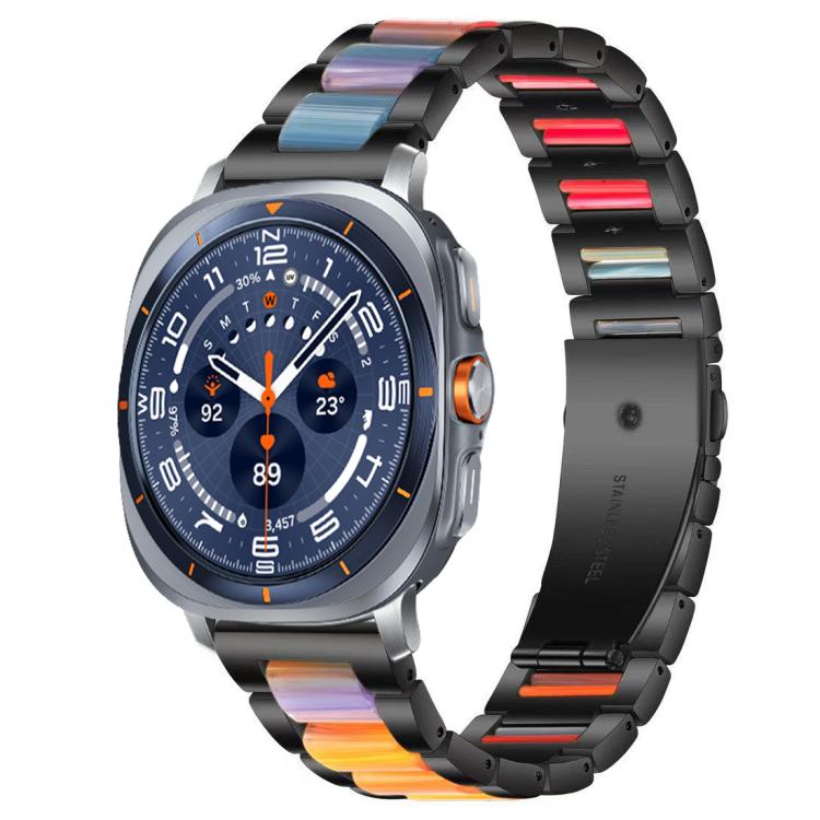 Correia de Relógio de Metal com Resina de Três Contas xDfind, Para Samsung Galaxy Watch Ultra/Ultra 2025, Para Samsung Galaxy Watch8 / 8 Classic, Para Samsung Galaxy Watch 7 / 6 / 5 / FE