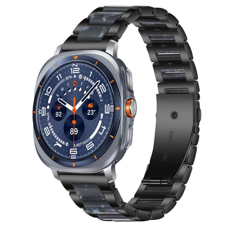 Correia de Relógio de Metal com Resina de Três Contas xDfind, Para Samsung Galaxy Watch Ultra/Ultra 2025, Para Samsung Galaxy Watch8 / 8 Classic, Para Samsung Galaxy Watch 7 / 6 / 5 / FE