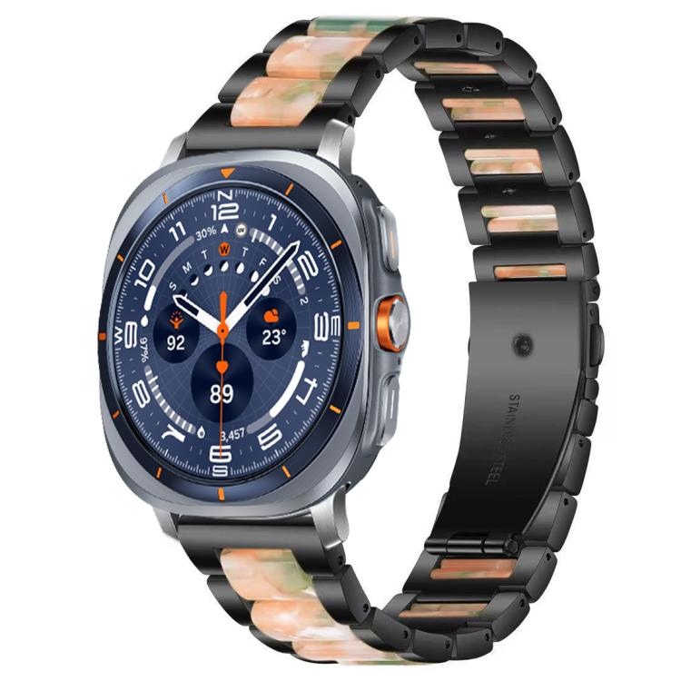Correia de Relógio de Metal com Resina de Três Contas xDfind, Para Samsung Galaxy Watch Ultra/Ultra 2025, Para Samsung Galaxy Watch8 / 8 Classic, Para Samsung Galaxy Watch 7 / 6 / 5 / FE
