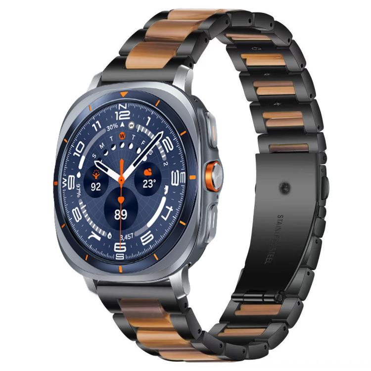 Correia de Relógio de Metal com Resina de Três Contas xDfind, Para Samsung Galaxy Watch Ultra/Ultra 2025, Para Samsung Galaxy Watch8 / 8 Classic, Para Samsung Galaxy Watch 7 / 6 / 5 / FE