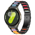 Correia de Relógio de Metal com Resina de Três Contas xDfind, Para Samsung Galaxy Watch Ultra/Ultra 2025, Para Samsung Galaxy Watch8 / 8 Classic, Para Samsung Galaxy Watch 7 / 6 / 5 / FE