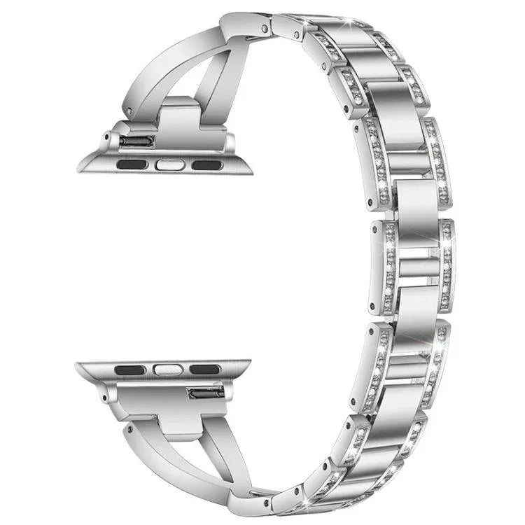 Pulseira de Relógio em Metal com Diamantes em Forma de X de Uma Só Fila xDfind, Para Apple Watch 42 / 44 / 45 / 46 / 49mm, Para Apple Watch 38 / 40 / 41 / S10 42mm