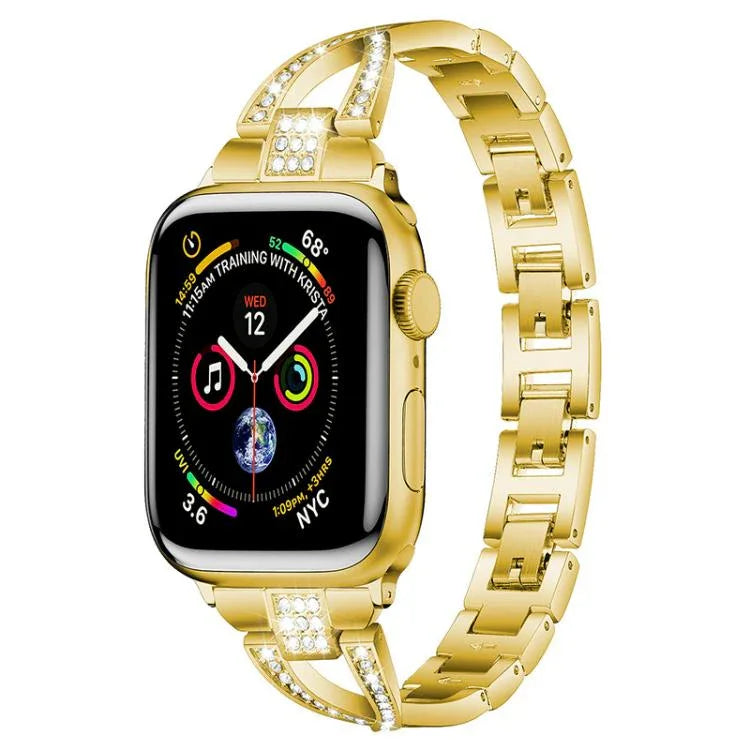 Pulseira de Relógio em Metal com Diamantes em Forma de X de Uma Só Fila xDfind, Para Apple Watch 42 / 44 / 45 / 46 / 49mm, Para Apple Watch 38 / 40 / 41 / S10 42mm