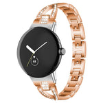 Pulseira de Relógio Metálica com Diamantes em Forma de X xDfind, para Google Pixel Watch 4 / 3 / 2 / 1 41mm