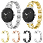 Pulseira de Relógio Metálica com Diamantes em Forma de X xDfind, para Google Pixel Watch 4 / 3 / 2 / 1 41mm