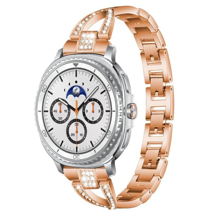 xDfind X-Shaped Single Row Diamond Metal Watch Band, For Samsung Galaxy Watch Ultra/Ultra 2025, For Samsung Galaxy Watch8 / 8 Classic, For Samsung Galaxy Watch 7 / 6 / 5 / FE