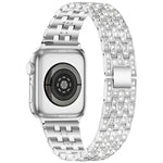 Pulseira de Relógio em Metal com Cinco Contas e Diamantes Completos xDfind, Para Apple Watch 42 / 44 / 45 / 46 / 49mm, Para Apple Watch 38 / 40 / 41 / S10 42mm
