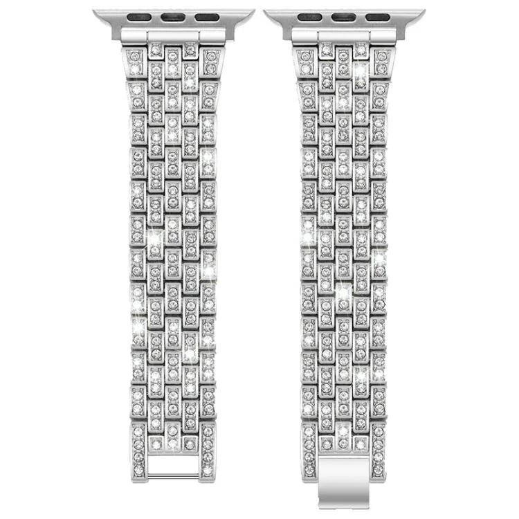 Pulseira de Relógio em Metal com Cinco Contas e Diamantes Completos xDfind, Para Apple Watch 42 / 44 / 45 / 46 / 49mm, Para Apple Watch 38 / 40 / 41 / S10 42mm