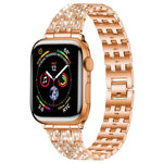 Pulseira de Relógio em Metal com Cinco Contas e Diamantes Completos xDfind, Para Apple Watch 42 / 44 / 45 / 46 / 49mm, Para Apple Watch 38 / 40 / 41 / S10 42mm