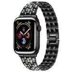Pulseira de Relógio em Metal com Cinco Contas e Diamantes Completos xDfind, Para Apple Watch 42 / 44 / 45 / 46 / 49mm, Para Apple Watch 38 / 40 / 41 / S10 42mm