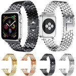 Pulseira de Relógio em Metal com Textura de Escama de Peixe xDfind, Para Apple Watch 42 / 44 / 45 / 46 / 49mm, Para Apple Watch 38 / 40 / 41 / S11 42mm