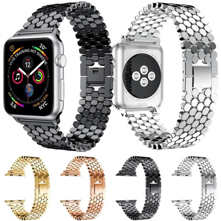 Pulseira de Relógio em Metal com Textura de Escama de Peixe xDfind, Para Apple Watch 42 / 44 / 45 / 46 / 49mm, Para Apple Watch 38 / 40 / 41 / S11 42mm