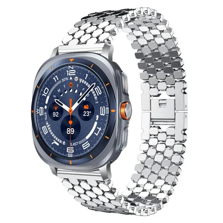Correia de Relógio Metálica com Textura de Escama de Peixe xDfind, Para Samsung Galaxy Watch Ultra/Ultra 2025, Para Samsung Galaxy Watch8 / 8 Classic, Para Samsung Galaxy Watch7 / FE / 6 / 5 / 4, Para Samsung Galaxy Fit3