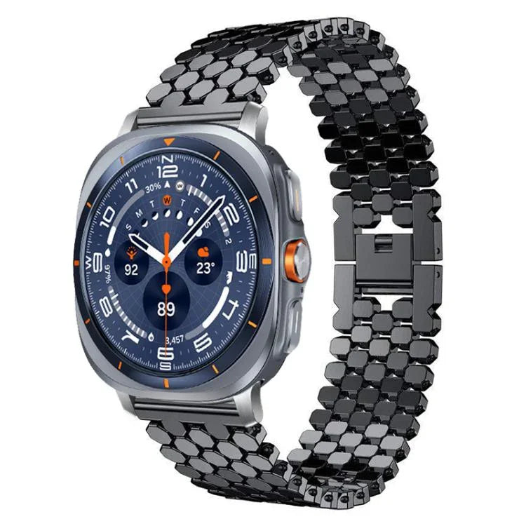 Correia de Relógio Metálica com Textura de Escama de Peixe xDfind, Para Samsung Galaxy Watch Ultra/Ultra 2025, Para Samsung Galaxy Watch8 / 8 Classic, Para Samsung Galaxy Watch7 / FE / 6 / 5 / 4, Para Samsung Galaxy Fit3