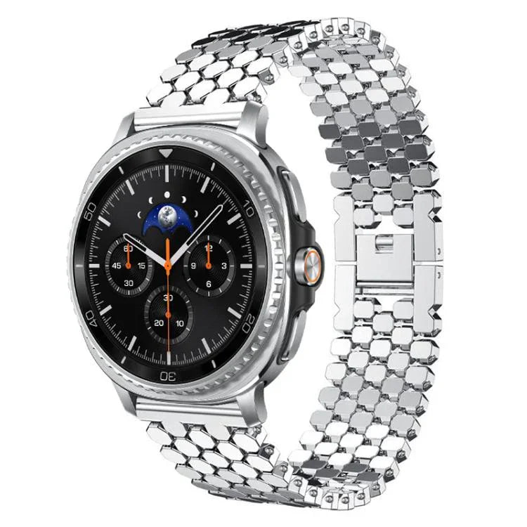 Correia de Relógio Metálica com Textura de Escama de Peixe xDfind, Para Samsung Galaxy Watch Ultra/Ultra 2025, Para Samsung Galaxy Watch8 / 8 Classic, Para Samsung Galaxy Watch7 / FE / 6 / 5 / 4, Para Samsung Galaxy Fit3