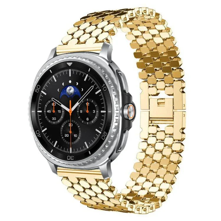Correia de Relógio Metálica com Textura de Escama de Peixe xDfind, Para Samsung Galaxy Watch Ultra/Ultra 2025, Para Samsung Galaxy Watch8 / 8 Classic, Para Samsung Galaxy Watch7 / FE / 6 / 5 / 4, Para Samsung Galaxy Fit3