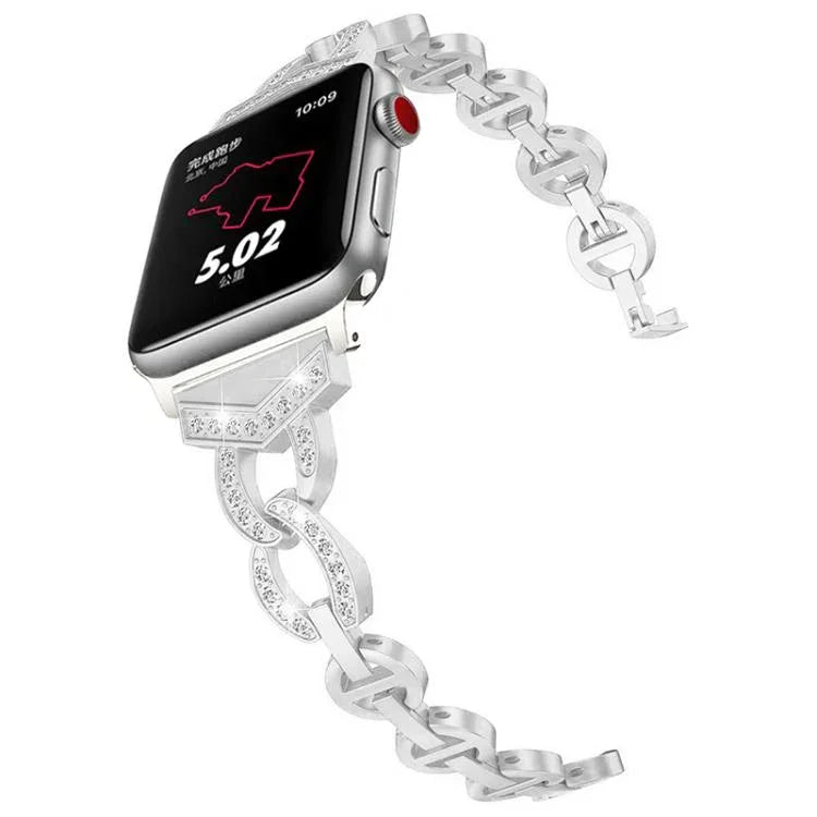 Pulseira de Relógio em Aço Inoxidável com Diamantes xDfind, Para Apple Watch 42 / 44 / 45 / 46 / 49mm, Para Apple Watch 38 / 40 / 41 / S10 42mm