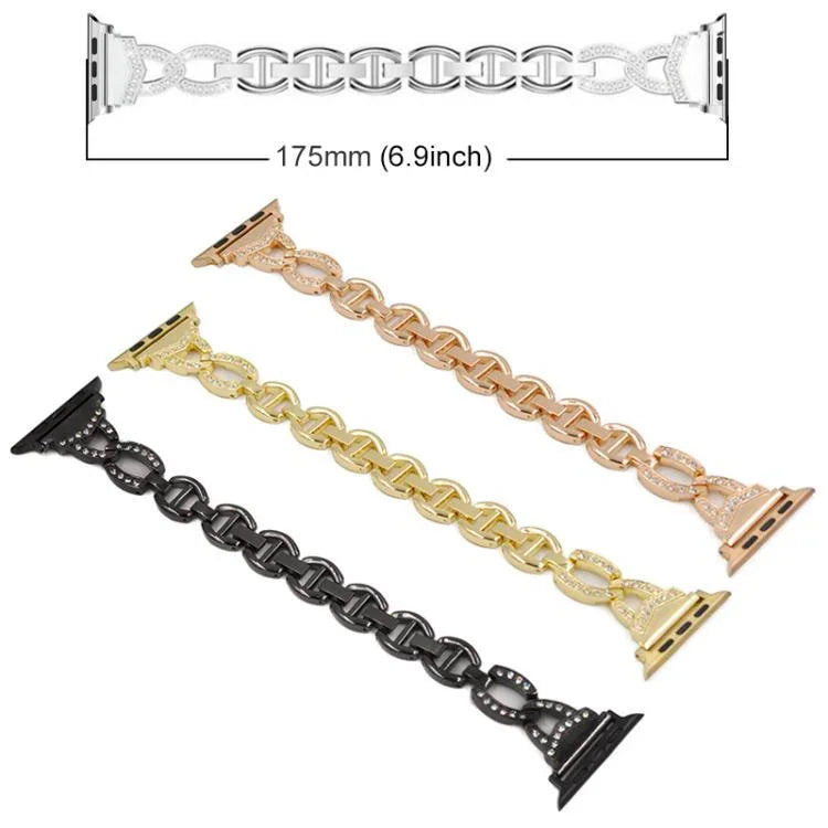 Pulseira de Relógio em Aço Inoxidável com Diamantes xDfind, Para Apple Watch 42 / 44 / 45 / 46 / 49mm, Para Apple Watch 38 / 40 / 41 / S10 42mm