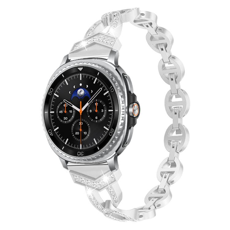 Correia de Relógio em Aço Inoxidável com Diamantes xDfind, Para Samsung Galaxy Watch Ultra/Ultra 2025, Para Samsung Galaxy Watch8 / 8 Classic