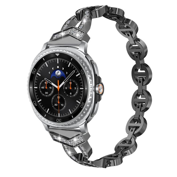 Correia de Relógio em Aço Inoxidável com Diamantes xDfind, Para Samsung Galaxy Watch Ultra/Ultra 2025, Para Samsung Galaxy Watch8 / 8 Classic