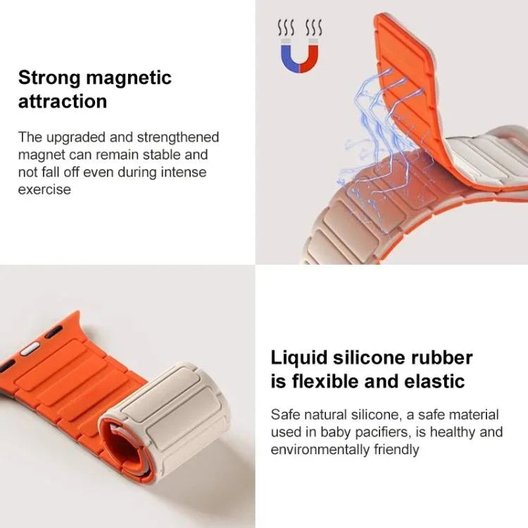 Pulseira de Relógio em Silicone Magnético em Forma de I xDfind, Para Apple Watch 42 / 44 / 45 / 46 / 49mm, Para Apple Watch 38 / 40 / 41 / S10 42mm