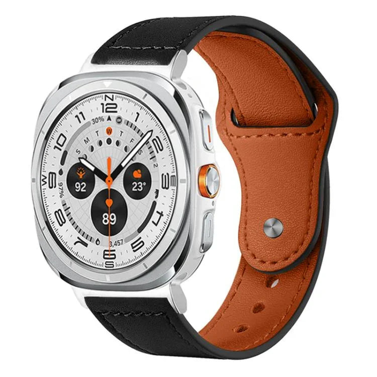 Correia de Relógio em Pele Genuína com Fivela de Rebite xDfind, Para Samsung Galaxy Watch Ultra / Ultra 2025, Para Samsung Galaxy Watch8 / 8 Classic