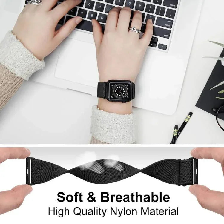 Correia de Relógio em Nylon Elástico com Fivela Deslizante Ajustável xDfind, Para Apple Watch 42 / 44 / 45 / 46 / 49mm, Para Apple Watch 38 / 40 / 41 / S10 42mm