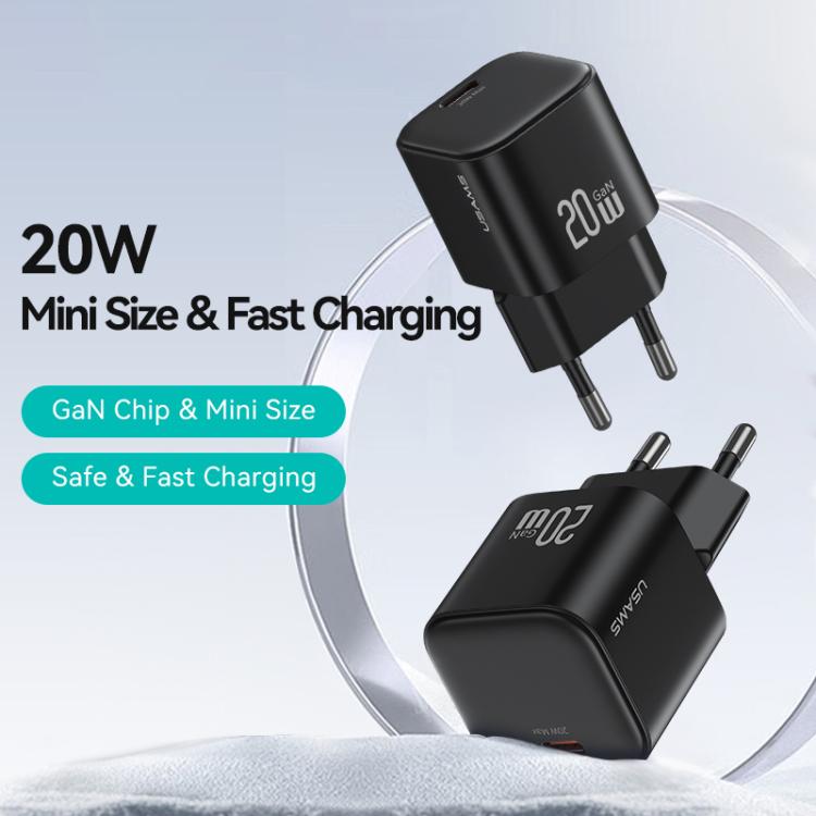 Carregador Rápido Mini USAMS CC260 20W GaN USB-C / Type-C, CC260