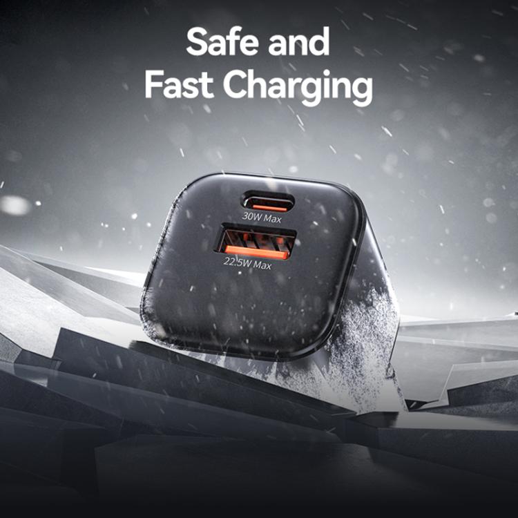 Carregador Rápido Mini USAMS CC263 30W GaN USB-C / Type-C, USB Dual-port, CC263