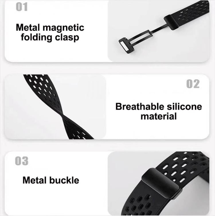 xDfind Hole Style Magnetic Black Buckle Silicone Watch Band, For Galaxy Fit3
