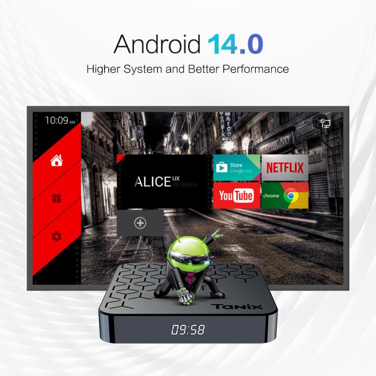 Tanix TX7 8K UHD Android 14 Smart TV Box com Comando à Distância, Allwinner H728 Octa-Core, 2GB+16GB, 4GB+32GB