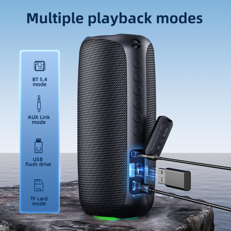 Zealot MP2 Coluna Bluetooth RGB Portátil 20W para Exterior, sem Microfone (Azul), sem Microfone (Camuflado), sem Microfone (Preto)