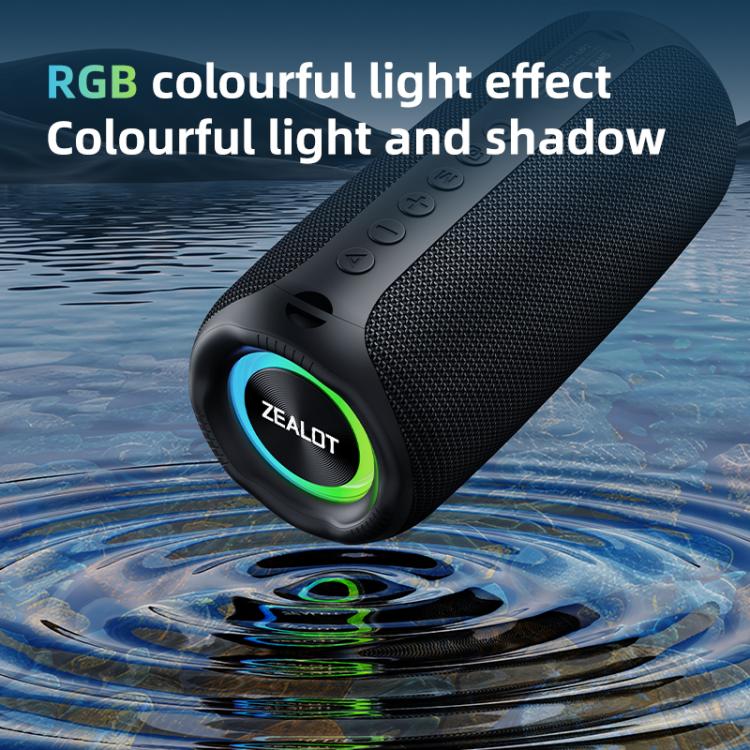 Zealot MP2 Coluna Bluetooth RGB Portátil 20W para Exterior, sem Microfone (Azul), sem Microfone (Camuflado), sem Microfone (Preto)