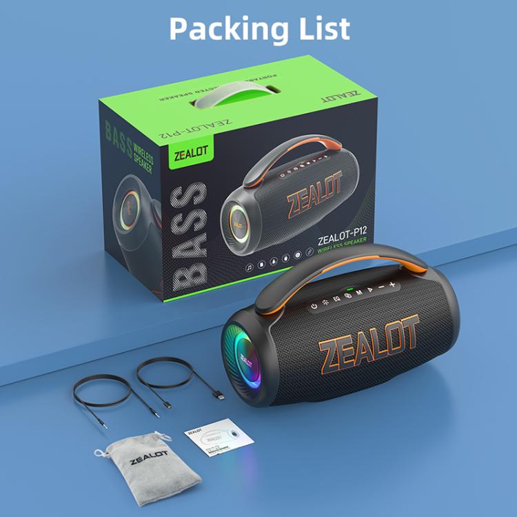 Zealot P12 Coluna Bluetooth RGB Portátil 60W de Mão para Exterior, P12, PT12