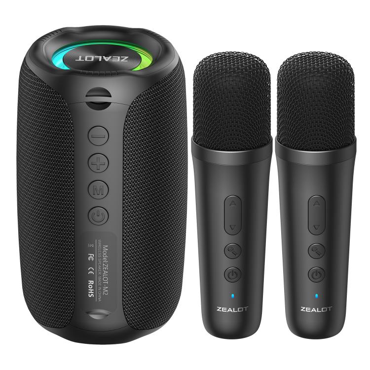 Zealot M2 Coluna Bluetooth RGB Portátil 8W para Exterior, com 2 Microfones, com 1 Microfone