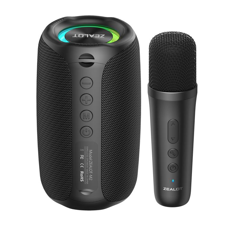 Zealot M2 Coluna Bluetooth RGB Portátil 8W para Exterior, com 2 Microfones, com 1 Microfone