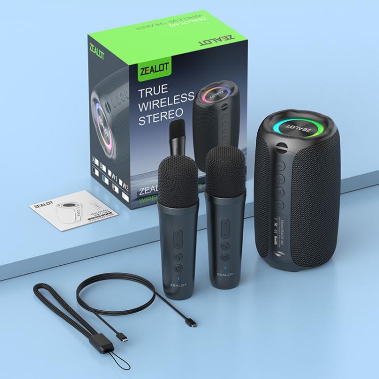 Zealot M2 Coluna Bluetooth RGB Portátil 8W para Exterior, com 2 Microfones, com 1 Microfone