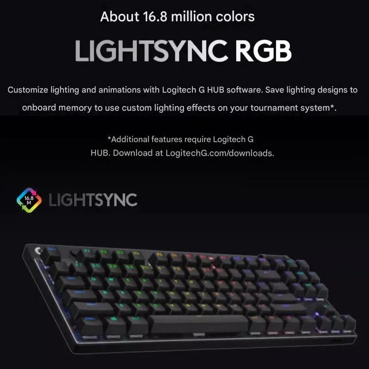 Teclado Gaming Sem Fios Logitech G PRO X TKL, Interruptores Mecânicos GX-L