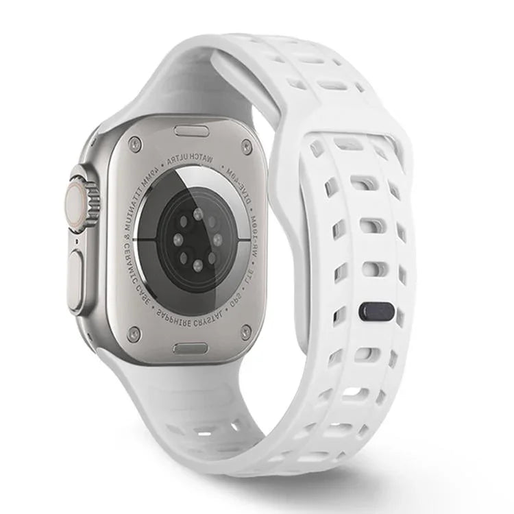 Correia de Relógio em Silicone com Orifícios e Textura de Tubarão, Para Apple Watch 46mm / 49mm / 45mm / 44mm