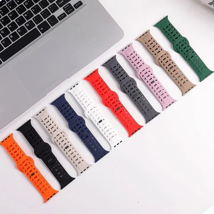 Shark Texture Holes Silicone Watch Band, For Apple Watch 46mm / 49mm / 45mm / 44mm