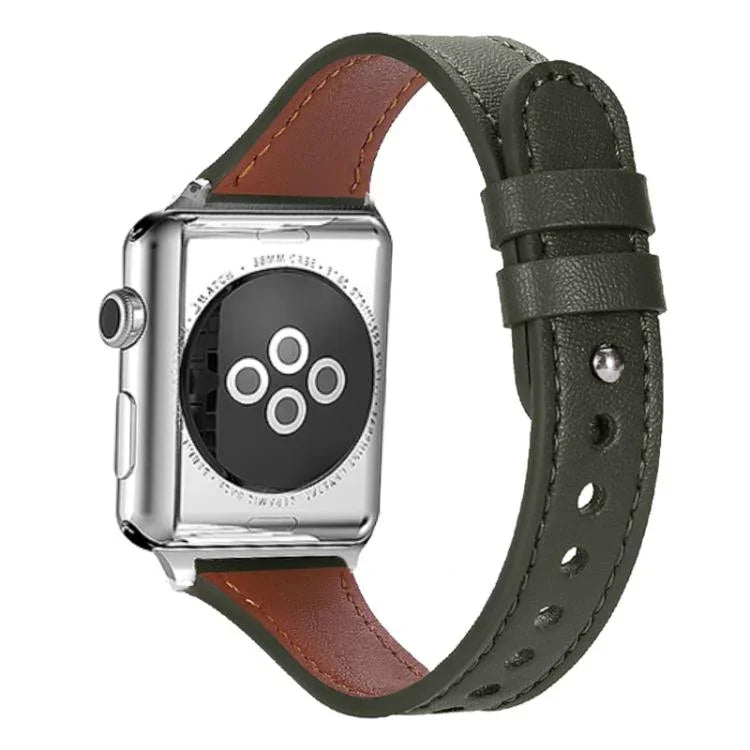 Correia de Relógio em Pele Genuína com Anel Duplo e Rebite Único xDfind, Para Apple Watch 42 / 44 / 45 / 46 / 49mm, Para Apple Watch 38 / 40 / 41 / S10 42mm