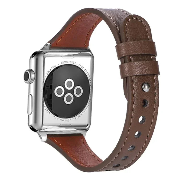 Correia de Relógio em Pele Genuína com Anel Duplo e Rebite Único xDfind, Para Apple Watch 42 / 44 / 45 / 46 / 49mm, Para Apple Watch 38 / 40 / 41 / S10 42mm