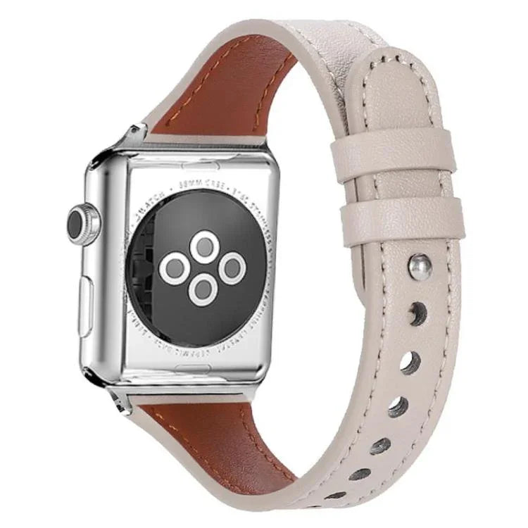 Correia de Relógio em Pele Genuína com Anel Duplo e Rebite Único xDfind, Para Apple Watch 42 / 44 / 45 / 46 / 49mm, Para Apple Watch 38 / 40 / 41 / S10 42mm