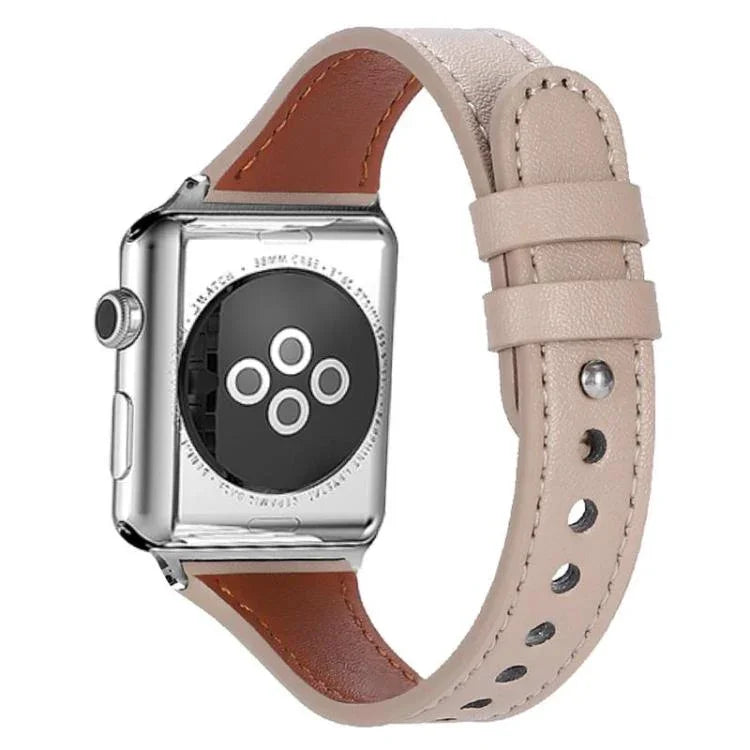 Correia de Relógio em Pele Genuína com Anel Duplo e Rebite Único xDfind, Para Apple Watch 42 / 44 / 45 / 46 / 49mm, Para Apple Watch 38 / 40 / 41 / S10 42mm