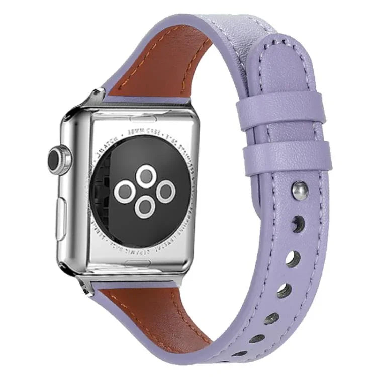 Correia de Relógio em Pele Genuína com Anel Duplo e Rebite Único xDfind, Para Apple Watch 42 / 44 / 45 / 46 / 49mm, Para Apple Watch 38 / 40 / 41 / S10 42mm