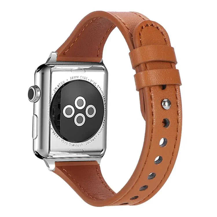 Correia de Relógio em Pele Genuína com Anel Duplo e Rebite Único xDfind, Para Apple Watch 42 / 44 / 45 / 46 / 49mm, Para Apple Watch 38 / 40 / 41 / S10 42mm