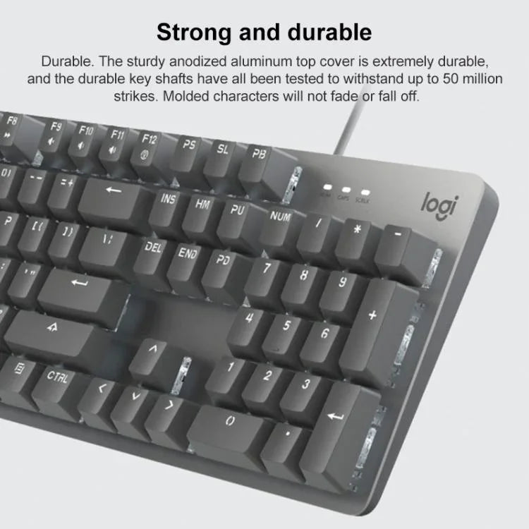 Teclado Mecânico com Fios e Retroiluminação Logitech K845, Comprimento do Cabo: 1,8m, Eixo Longhua Castanho, Eixo Longhua Vermelho