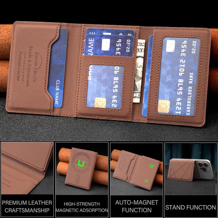 BFK24 Carteira Magnética de Couro Magsafe com Relevo Diamante