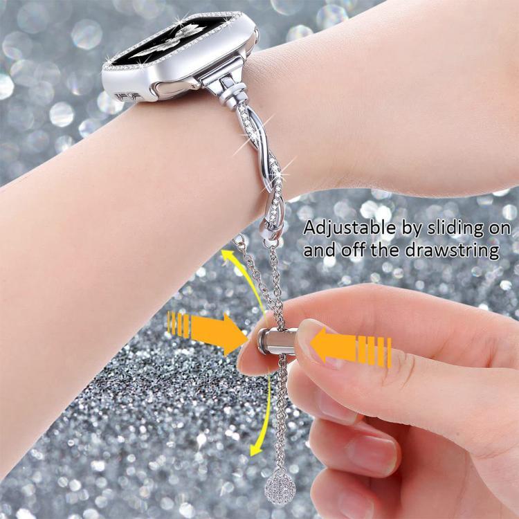Correia de Relógio em Metal com Pulseira Torcida e Diamantes xDfind, Para Apple Watch 42 / 44 / 45 / 46 / 49mm, Para Apple Watch 38 / 40 / 41 / S10 42mm