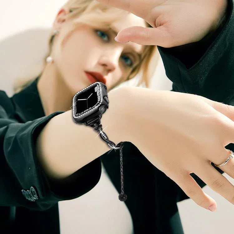 Correia de Relógio em Metal com Pulseira Torcida e Diamantes xDfind, Para Apple Watch 42 / 44 / 45 / 46 / 49mm, Para Apple Watch 38 / 40 / 41 / S10 42mm